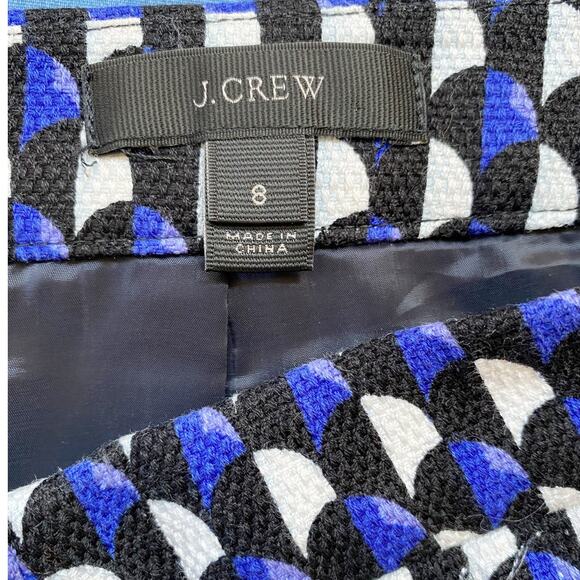 J. Crew Jet Set Geo Print Cotton Canvas Mini Skirt Lined Blue/White 8 - Picture 6 of 13